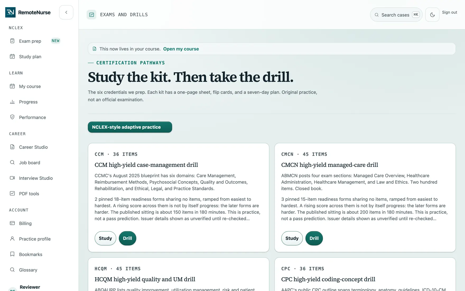 An NCLEX practice question in RemoteNurse, with the patient record beside it.